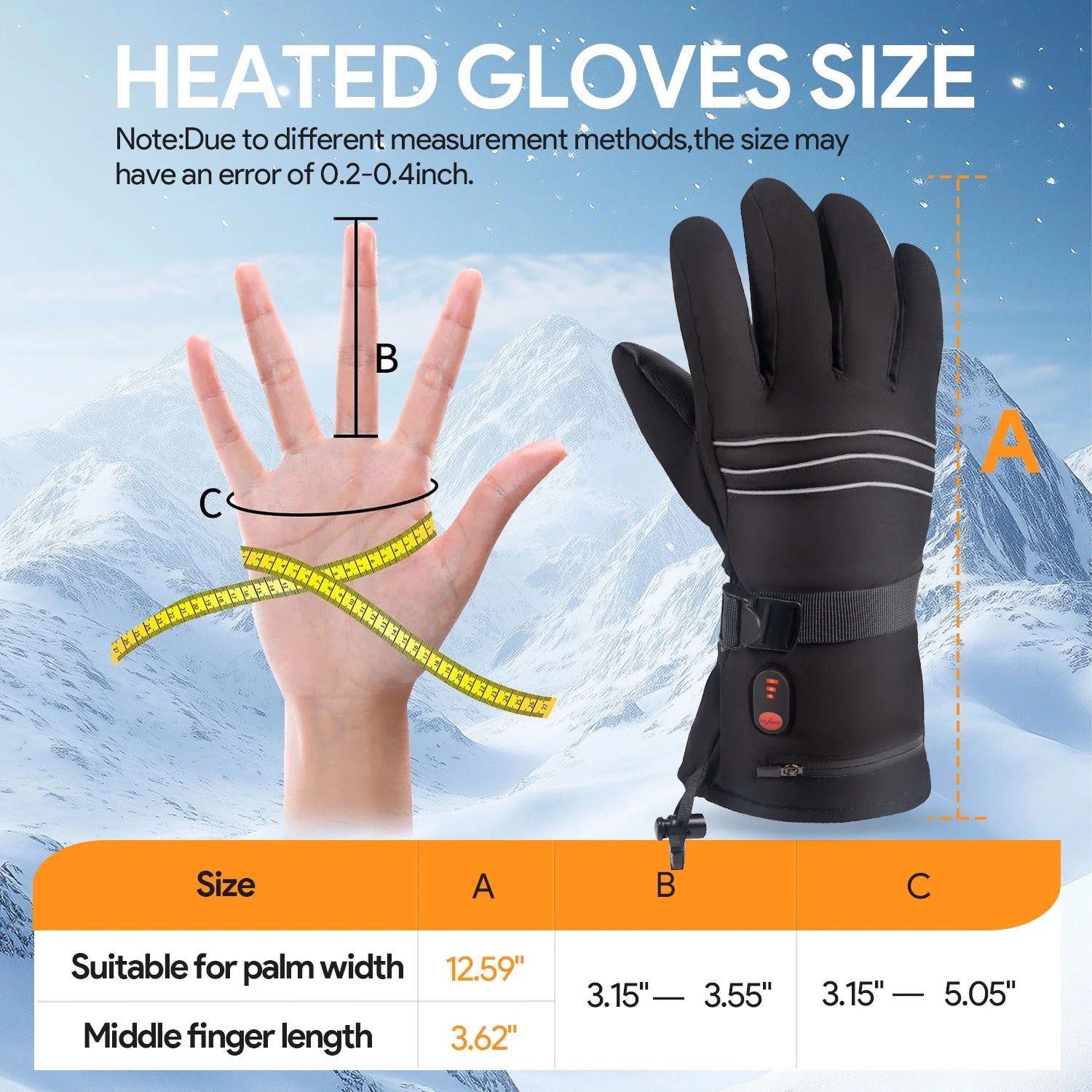 Heated Gloves for Men Women, 3000Mah Rechargeable Electric Battery Heated Gloves, Waterproof Touchscreen Hand Warmer Winter Gloves for Motorcycle, Hunting, Cycling, Black