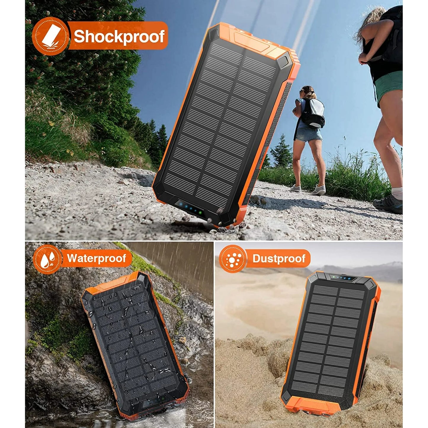 36000Mah Solar Charger Power Bank 15W Fast Charging with 4 Cables & Wireless Charging, USB Battery Pack Solar Phone Charger Compatible for Iphone & Android