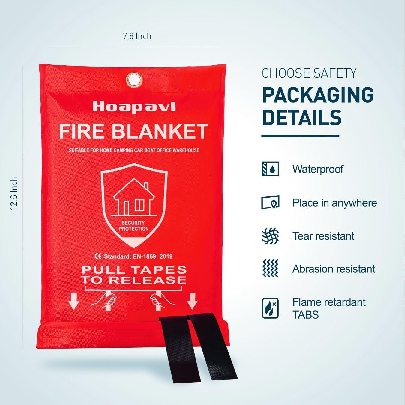 Emergency Fire Blanket, 40” X 40” Fire Blanket for Home and Kitchen, Fiberglass Fire Blankets for Camping Car Boat Office Warehouse Fire Safety, Quickly Suppresses the Spread of Fire
