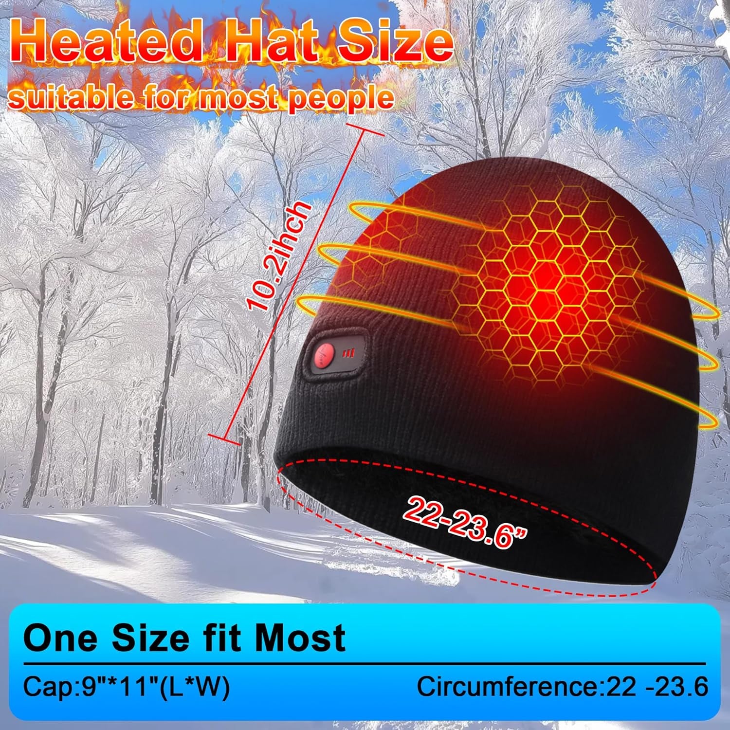 Heated Hats for Men Women, Rechargeable Heating Thermal Beanies, Electric Battery Warm Winter Heated Cap for Skiing Camping