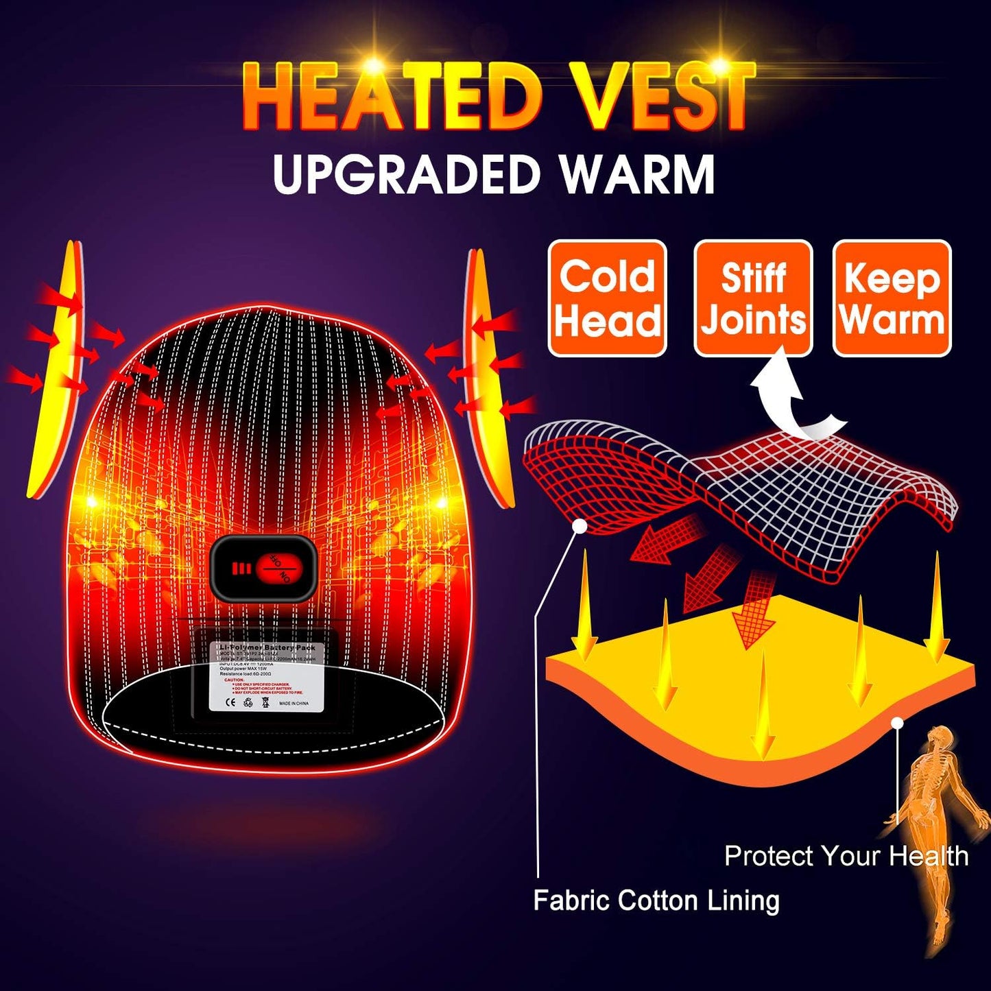 Heated Hats for Men Women, Rechargeable Heating Thermal Beanies, Electric Battery Warm Winter Heated Cap for Skiing Camping