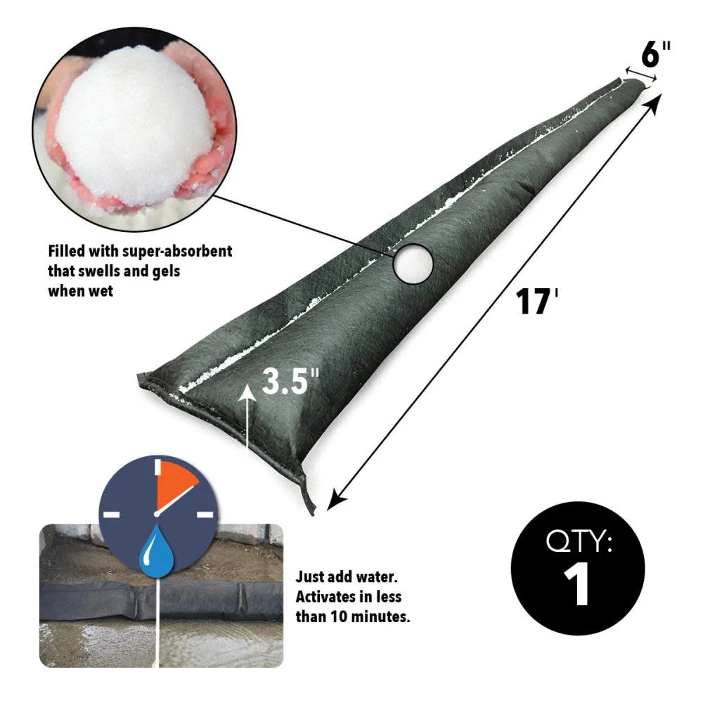 Quick Dam 17' Water Activated Flood Barrier 1/Pack