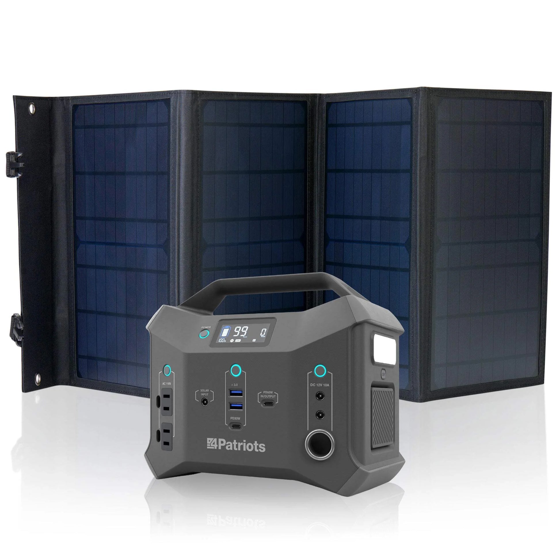 Patriot Power Sidekick Solar Generator, 300Wh Portable Power Station with 40 Watt Solar Panel, AC Fast Charging in 5 Hours, Dual 110V AC Outlets, Only 8 Lbs