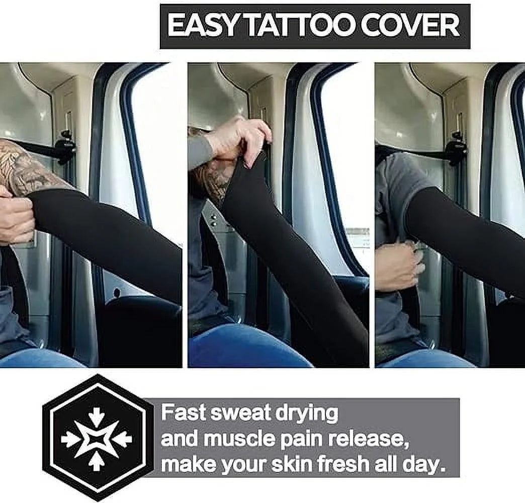 4-Pairs Arm Sleeves for Men and Women - Tattoo Cover up - Cooling Sports Sleeve for Basketball Golf Football