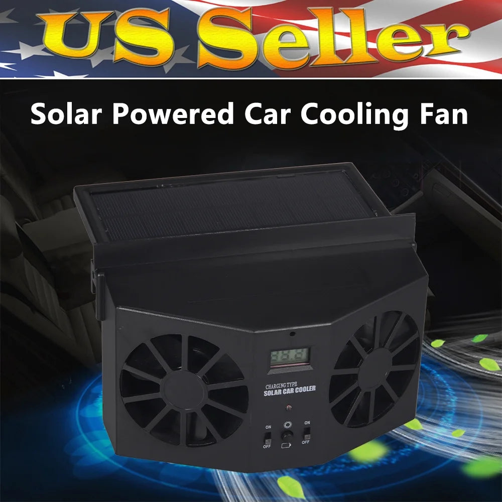 Solar Powered Car Cooling Fan Cooler Auto Window Air Vent Exhaust Feel the Comfortable Temperature