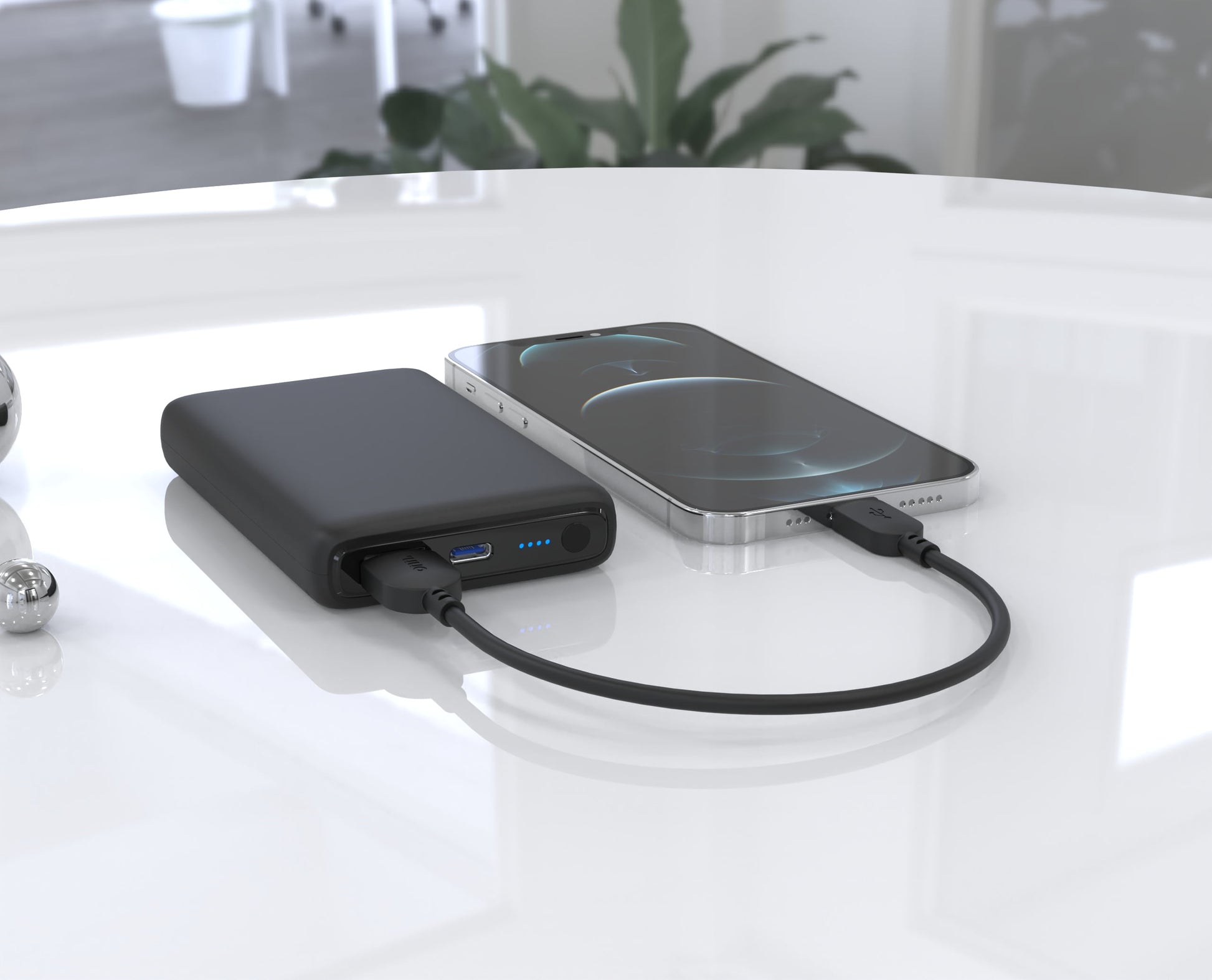 8,000 Mah Dual USB-C/USB-A Port Portable Battery, Black