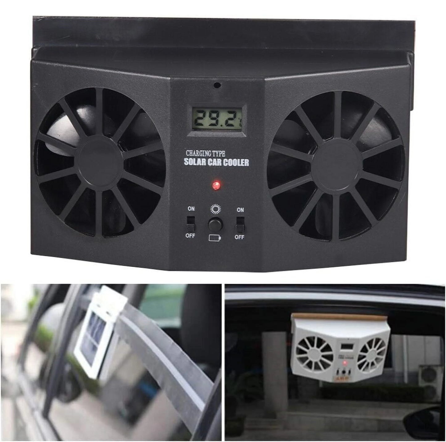 Solar Powered Car Cooling Fan Cooler Auto Window Air Vent Exhaust Feel the Comfortable Temperature