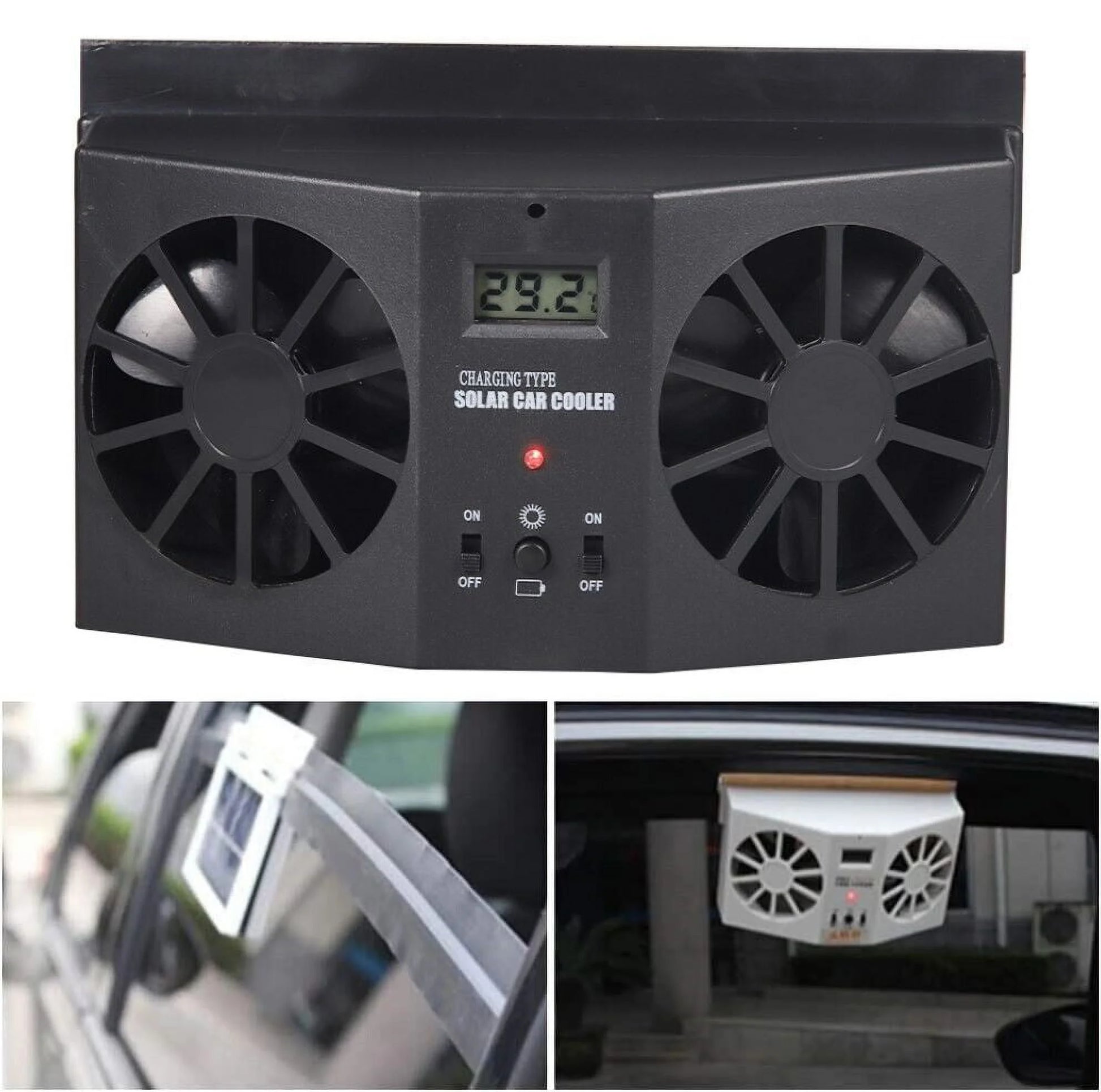Solar Powered Car Cooling Fan Cooler Auto Window Air Vent Exhaust Feel the Comfortable Temperature