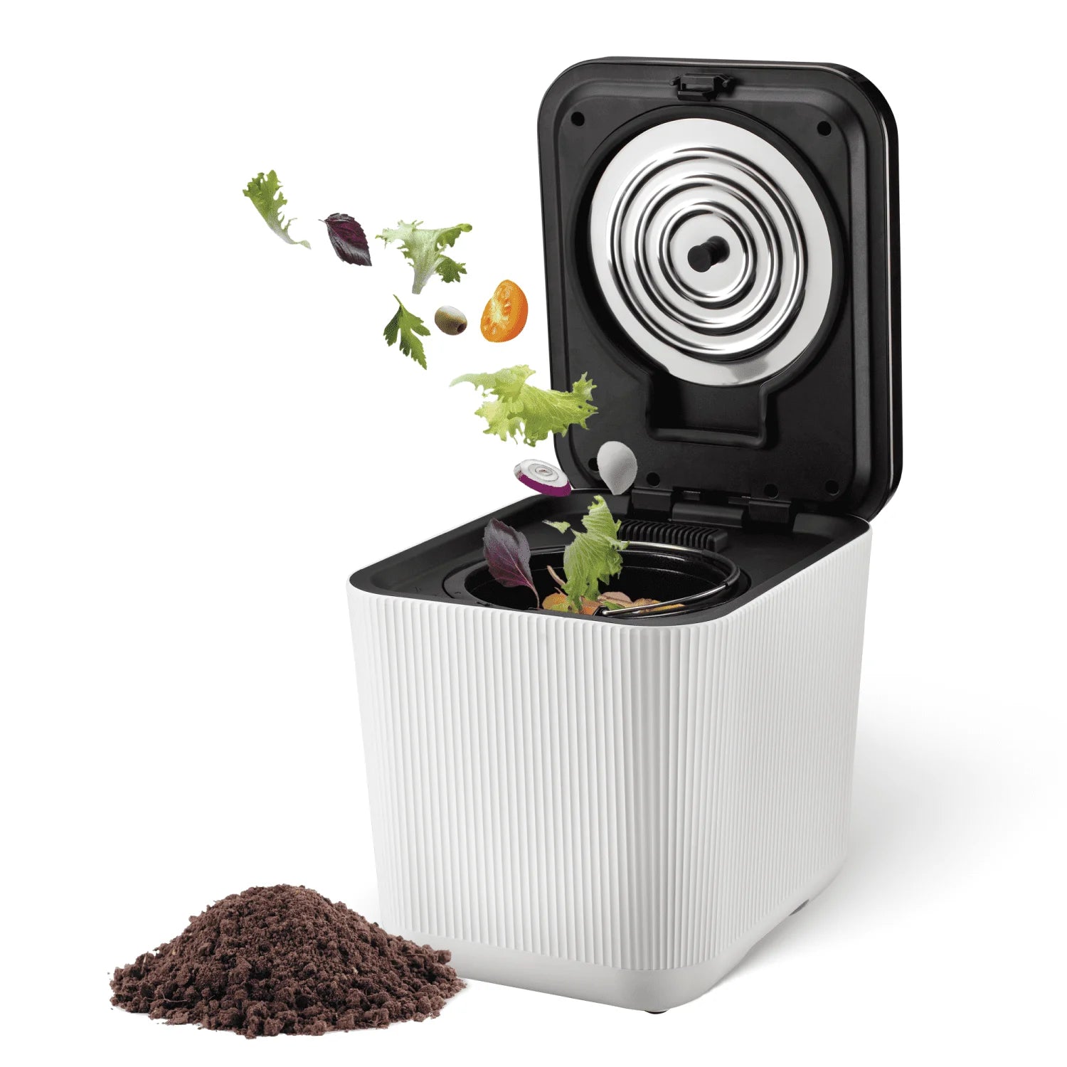 3 Liter White Kitchen Electric Composter Bin, with Auto- Cleaning Cycle